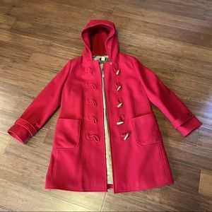 J. Crew Insulated Italian Wool Women’s Red Toggle Coat, Size Large